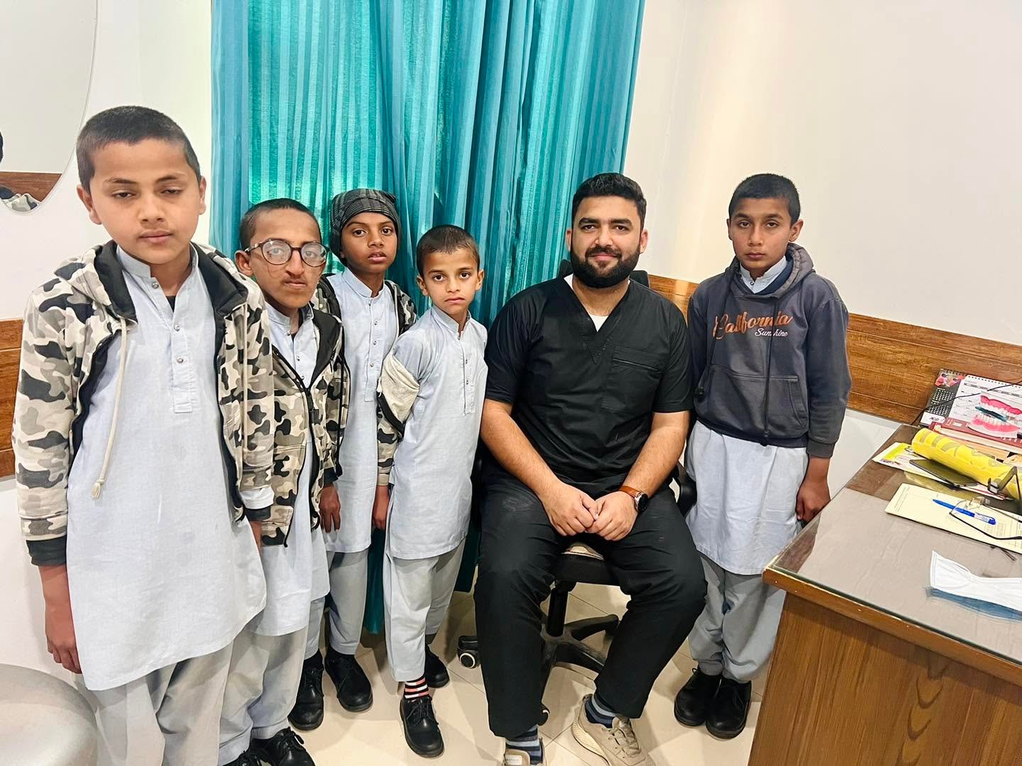 School children at a free dental screening